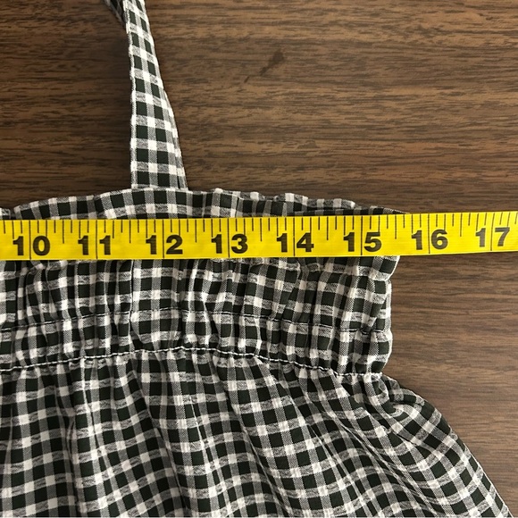 5/$20 Black and White Gingham Smocked Drop Waist Tank With Shoulder Bows - Picture 7 of 9